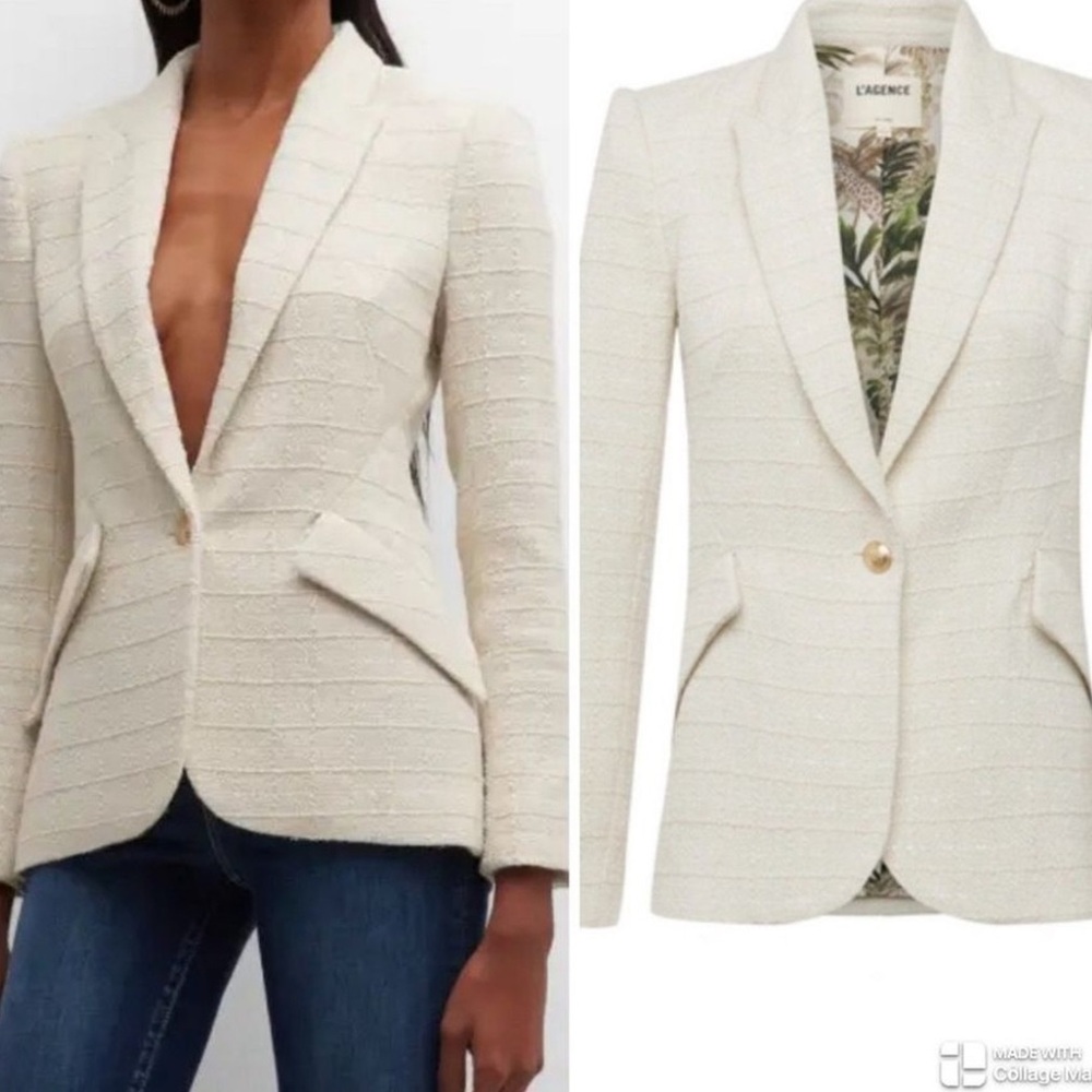 L'agence chamberlain tweed single button blazer